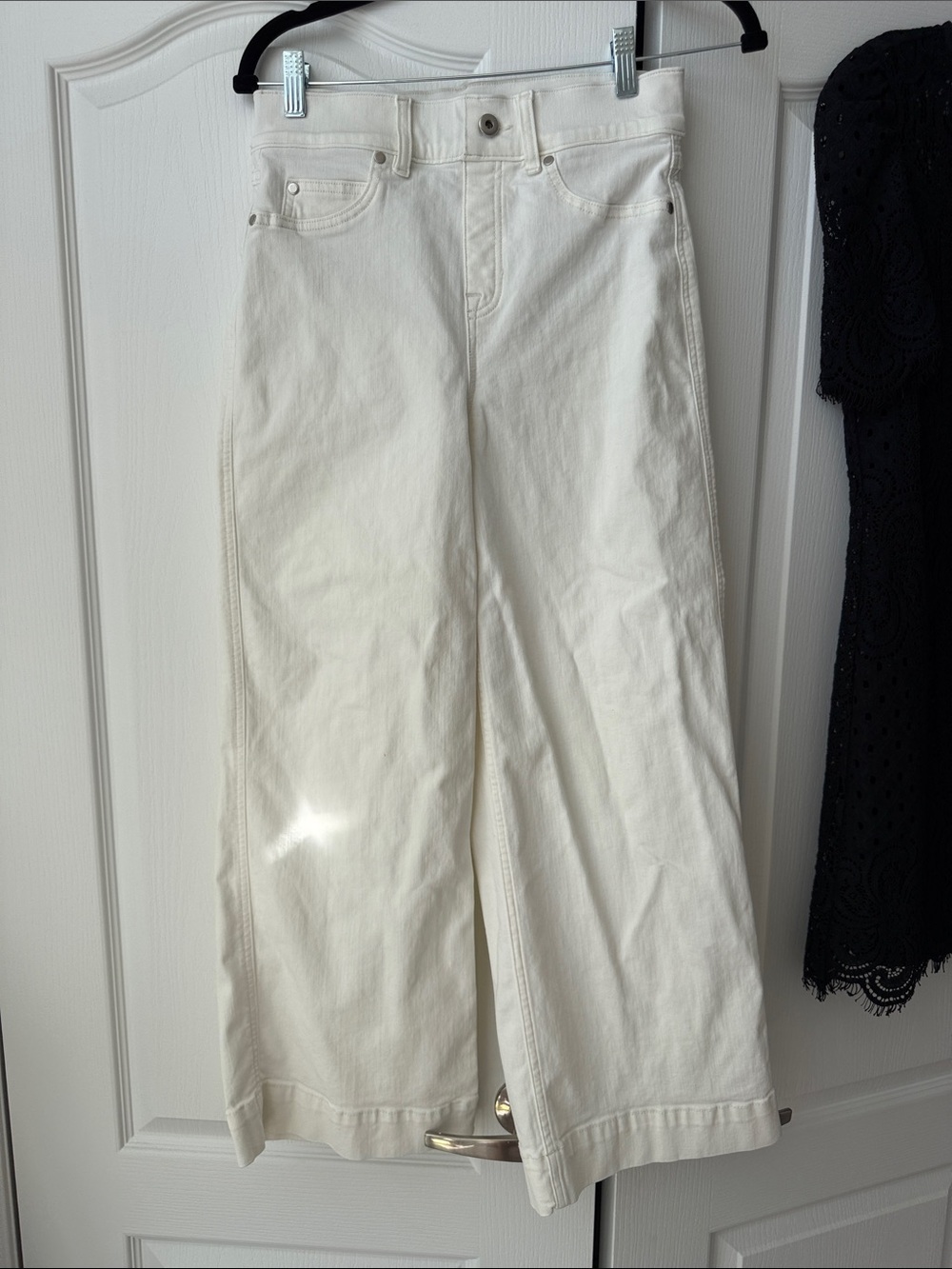 SPANX White High-Rise Wide Leg Jeans